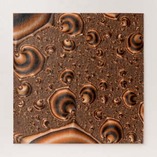 Puzzle Art fractal orange noir en spirale funky trippy