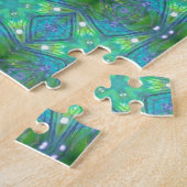 Puzzle Art géométrique brillant vert émeraude étoiles (Côté)