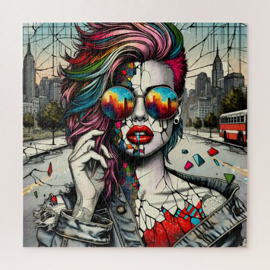 Puzzle Art Grunge | Femme Abstraite Fracturée (Vertical)