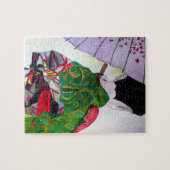 Puzzle Art japonais de geisha avec le kimono et le (Horizontal)