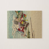 Puzzle Art japonais - samouraï attaquant d'une rivière (Horizontal)
