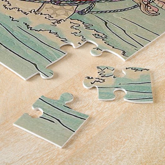 Puzzle Art japonais - samouraï attaquant d'une rivière (Côté)