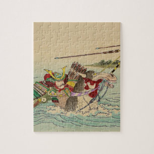 Puzzle Art japonais - samouraï attaquant d'une rivière
