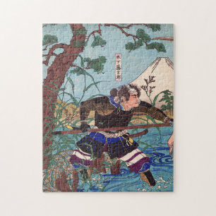 Puzzle Art japonais - un samouraï prêt à attaquer