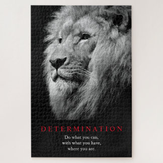 Puzzle Art Lion de détermination motivationnelle noir et