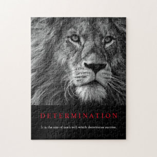 Puzzle Art Lion de détermination motivationnelle noir et
