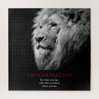 Puzzle Art Lion de détermination motivationnelle noir et