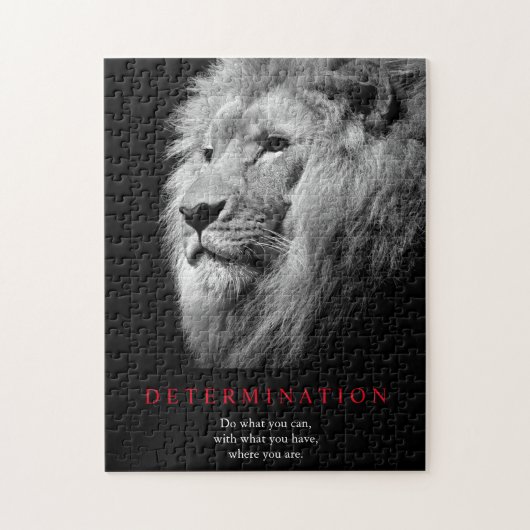 Puzzle Art Lion de détermination motivationnelle noir et  (Vertical)