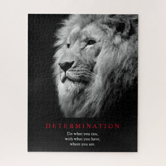 Puzzle Art Lion de détermination motivationnelle noir et
