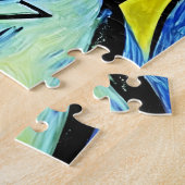 Puzzle ART-MAN bleu jaune vif drôle portrait abstrait (Côté)