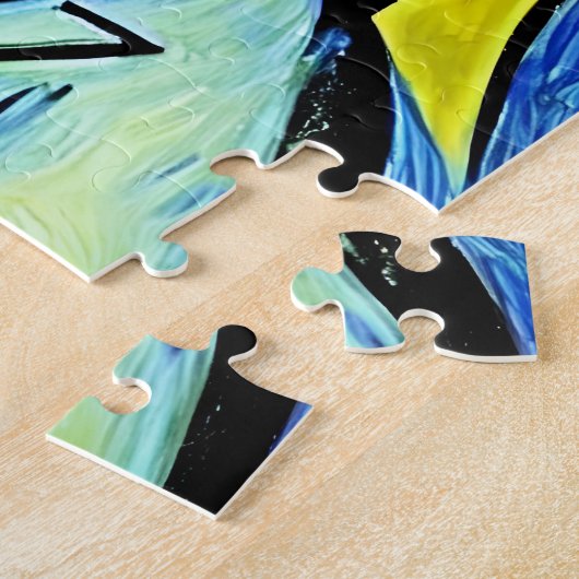 Puzzle ART-MAN bleu jaune vif drôle portrait abstrait (Côté)