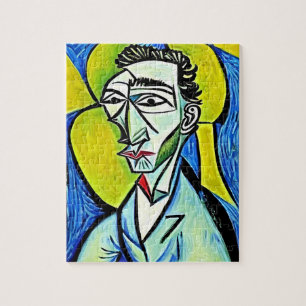 Puzzle ART-MAN bleu jaune vif drôle portrait abstrait