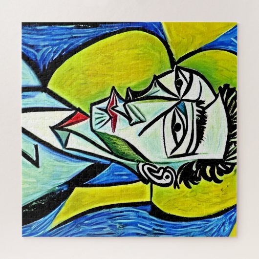 Puzzle ART MAN jaune bleu drôle artsy ironique abstrait (Horizontal)