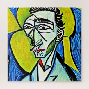 Puzzle ART MAN jaune bleu drôle artsy ironique abstrait
