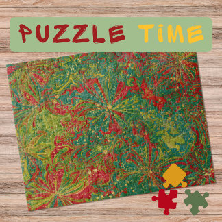 Puzzle Art marbling Décembre or rouge vert - difficile