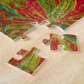 Puzzle Art marbling Décembre or rouge vert - difficile (Côté)
