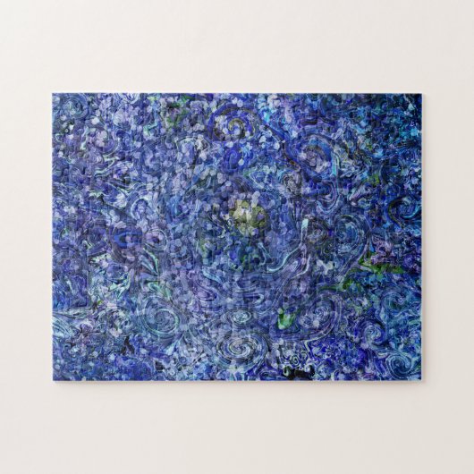 Puzzle Art marbling Février bleu profond rose - difficile (Horizontal)