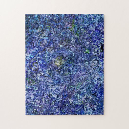 Puzzle Art marbling Février bleu profond rose - difficile (Vertical)
