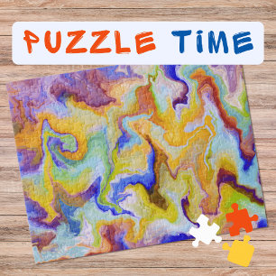 Puzzle Art marbling Septembre jaune bleu - difficile