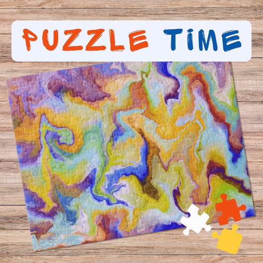 Puzzle Art marbling Septembre jaune bleu - difficile