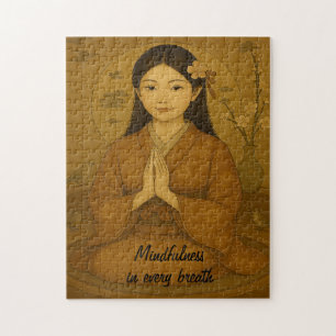 Puzzle Art méditation zen Mindfulness Yoga Brown Custom
