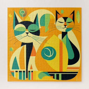 Puzzle Art moderne des chats du milieu du siècle : formes