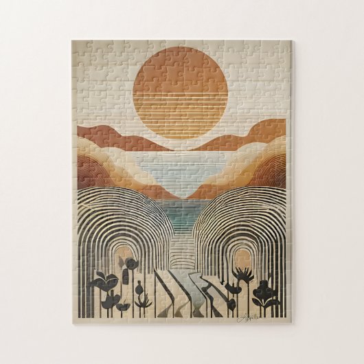 Puzzle Art Moderne du Milieu du Siècle Coucher de soleil (Vertical)