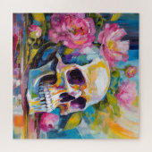 Puzzle Art moderne Vie morte Crâne et fleurs Abstraits (Horizontal)