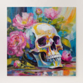 Puzzle Art moderne Vie morte Crâne et fleurs Abstraits (Vertical)