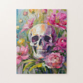 Puzzle Art moderne Vie morte Crâne et fleurs Abstraits (Vertical)