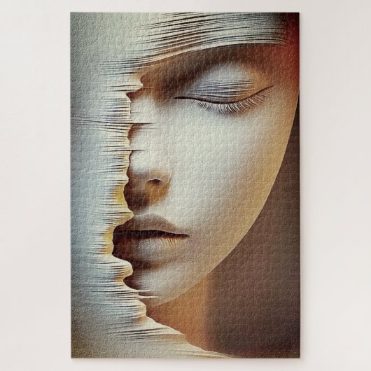 Puzzle Art mural du visage féminin abstrait – Texturé mod (Vertical)