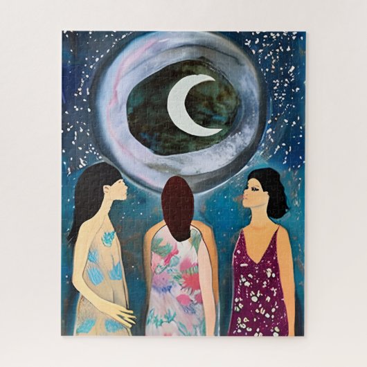Puzzle Art mystique | Les femmes regardent la lune (Vertical)