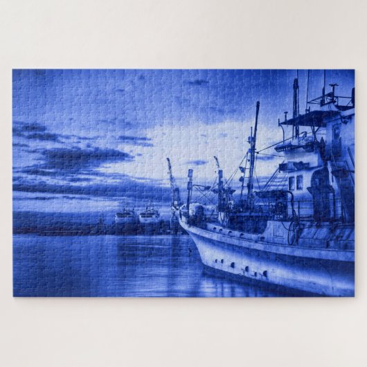 Puzzle Art nautique style hollandais Delft Blue Fishing B (Horizontal)
