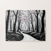 Puzzle Art noir et blanc avec Feuilles violets (Horizontal)