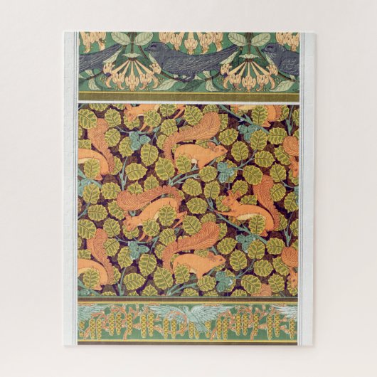 Puzzle Art nouveau écureuil automne floral textile art (Vertical)