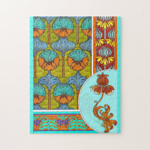 Puzzle Art nouveau floral textile vintage art verneuil 