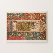 Puzzle Art nouveau motif floral aster feuilles (Horizontal)