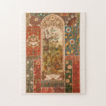 Art nouveau motif floral aster feuilles