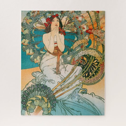 Puzzle Art Nouveau Mucha Dark Haired Woman (Vertical)