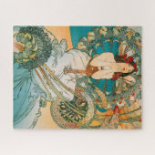 Puzzle Art Nouveau Mucha Dark Haired Woman (Horizontal)