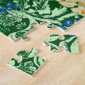 Puzzle Art Nouveau Peacock Print, Cobalt Blue & Green (Côté)