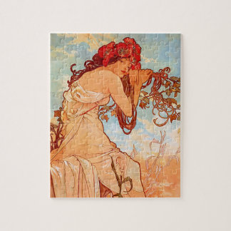 Puzzle Art Nouveau Poster by Alphonse Mucha - Summer Girl
