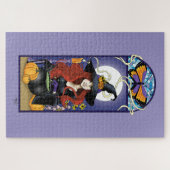 Puzzle Art Nouveau Sorcière d'Automne Citrouilles Lune Vi (Horizontal)