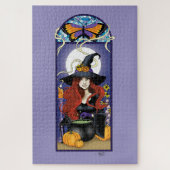 Puzzle Art Nouveau Sorcière d'Automne Citrouilles Lune Vi (Vertical)