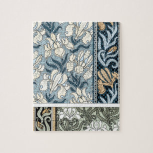 Puzzle Art Nouveau vintage, fleurs d'iris de jardin