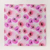 Puzzle Art numérique d'aquarelle rose Fleurs (Horizontal)