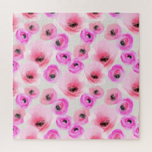 Puzzle Art numérique d'aquarelle rose Fleurs