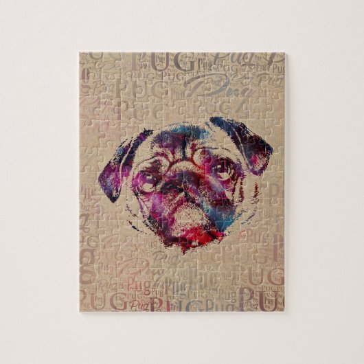 Puzzle Art numérique de chien de carlin (Vertical)