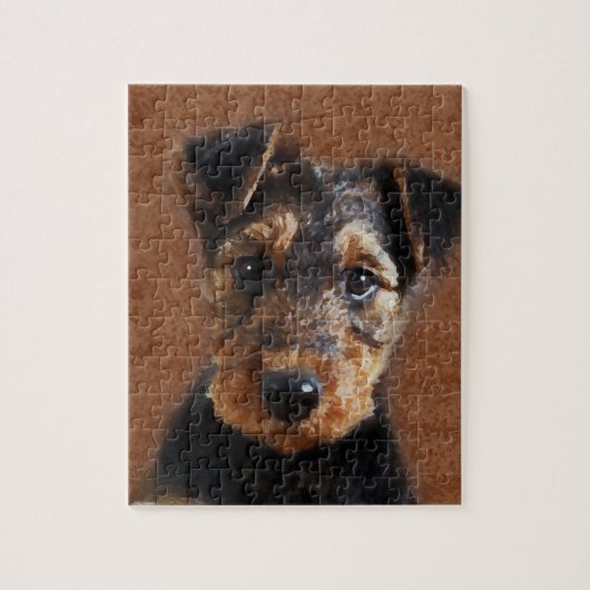 Puzzle Art numérique de chiot d'Airedale Terrier (Vertical)