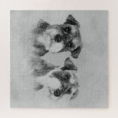 Puzzle Art numérique de gamme de gris de Schnauzers (Horizontal)